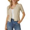 imageGRACE KARIN Cropped Cardigan Sweaters for Women Short Sleeve Crochet Knit Bolero Shrug VNeck Button up TopsApricot