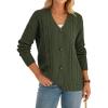 imageGRACE KARIN Womens 2025 Fall Long Sleeve Sweater Cardigan Chunky Cable Knit Sweater Casual Button Coats OuterwearArmy Green