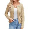 imageGRACE KARIN Womens Long Sleeve Button Up Cable Knit Cardigan Lightweight 2025 Crewneck Button Down Sweaters for WomenBeige