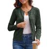 imageGRACE KARIN Womens Long Sleeve Button Up Cable Knit Cardigan Lightweight 2025 Crewneck Button Down Sweaters for WomenDark Green