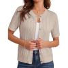 imageGRACE KARIN Womens Short Sleeve Button Up Summer Cardigan Sweater Y2K Cardigan Jacket Runs Big Suggest Size DownApricot