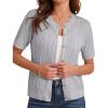 imageGRACE KARIN Womens Short Sleeve Button Up Summer Cardigan Sweater Y2K Cardigan Jacket Runs Big Suggest Size DownLight Gray