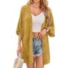 imageGRACE KARIN Womens Summer Short Sleeve Crochet Cardigan Sweaters Lightweight 2025 Oversized Knit Boho Kimono CardigansDark Yellow