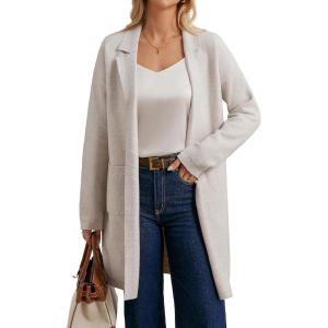 imageGRACE KARIN Long Cardigan Sweaters for Women 2025 Sweater Blazers Winter Long Coat Fall Jacket Dressy Coatigan with PocketsBeige