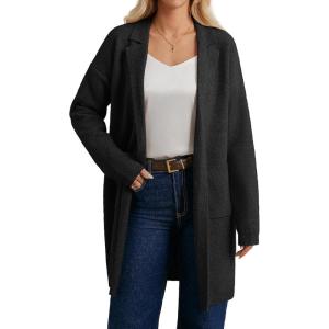 imageGRACE KARIN Long Cardigan Sweaters for Women 2025 Sweater Blazers Winter Long Coat Fall Jacket Dressy Coatigan with PocketsBlack