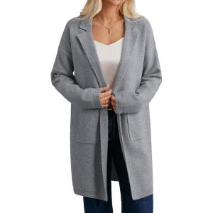imageGRACE KARIN Long Cardigan Sweaters for Women 2025 Sweater Blazers Winter Long Coat Fall Jacket Dressy Coatigan with PocketsGrey