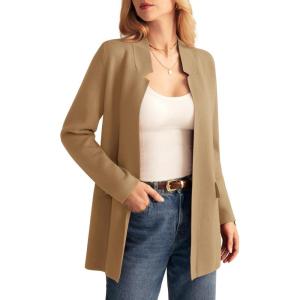 imageGRACE KARIN Womens 2025 Long Sleeve Knit Cardigan Coat Open Front Notch Collar Sweater Blazer Coatigan JacketsCamel