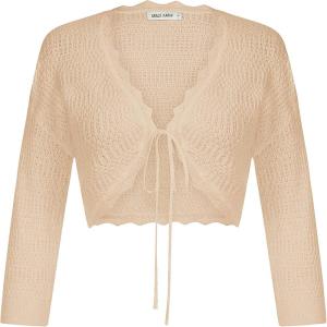 imageGRACE KARIN Womens 34 Sleeve Bolero Shrug Lightweight Open Front Cropped Cardigan Knit Shrugs for DressesApricot
