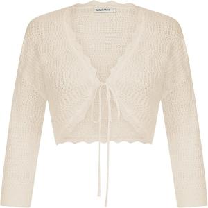 imageGRACE KARIN Womens 34 Sleeve Bolero Shrug Lightweight Open Front Cropped Cardigan Knit Shrugs for DressesIvory