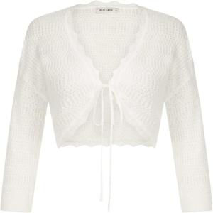 imageGRACE KARIN Womens 34 Sleeve Bolero Shrug Lightweight Open Front Cropped Cardigan Knit Shrugs for DressesWhite