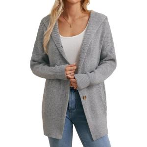 imageGRACE KARIN Womens Oversized Hooded Cardigan Sweaters 2025 Trendy Fall Outfits Button Up Knit Sweater Coats with PocketsHeather Grey
