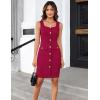 imageGRACE KARIN 2025 Womens Buttons Belted Square Neck Business Work Dress Sleeveless Bodycon Midi DressDark Red