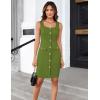 imageGRACE KARIN 2025 Womens Buttons Belted Square Neck Business Work Dress Sleeveless Bodycon Midi DressOlive Green