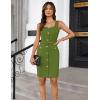imageGRACE KARIN 2025 Womens Buttons Belted Square Neck Business Work Dress Sleeveless Bodycon Midi DressOlive Green