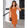imageGRACE KARIN 2025 Womens Buttons Belted Square Neck Business Work Dress Sleeveless Bodycon Midi DressOrange