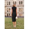 imageGRACE KARIN 2025 Womens Lightweight Mock Neck Business Work Dress Sleeveless Double Breasted Bodycon Midi DressBlack