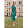 imageGRACE KARIN 2025 Womens Lightweight Mock Neck Business Work Dress Sleeveless Double Breasted Bodycon Midi DressBlue Green