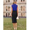imageGRACE KARIN 2025 Womens Lightweight Mock Neck Business Work Dress Sleeveless Double Breasted Bodycon Midi DressBlueblack
