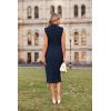 imageGRACE KARIN 2025 Womens Lightweight Mock Neck Business Work Dress Sleeveless Double Breasted Bodycon Midi DressDark Blue