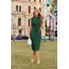 imageGRACE KARIN 2025 Womens Lightweight Mock Neck Business Work Dress Sleeveless Double Breasted Bodycon Midi DressDark Green