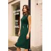 imageGRACE KARIN 2025 Womens Lightweight Mock Neck Business Work Dress Sleeveless Double Breasted Bodycon Midi DressDark Green