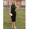 imageGRACE KARIN 2025 Womens Lightweight Mock Neck Business Work Dress Sleeveless Double Breasted Bodycon Midi DressDark Greenblack