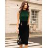 imageGRACE KARIN 2025 Womens Lightweight Mock Neck Business Work Dress Sleeveless Double Breasted Bodycon Midi DressDark Greenblack
