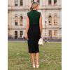 imageGRACE KARIN 2025 Womens Lightweight Mock Neck Business Work Dress Sleeveless Double Breasted Bodycon Midi DressDark Greenblack