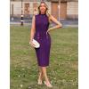imageGRACE KARIN 2025 Womens Lightweight Mock Neck Business Work Dress Sleeveless Double Breasted Bodycon Midi DressDark Purple