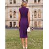 imageGRACE KARIN 2025 Womens Lightweight Mock Neck Business Work Dress Sleeveless Double Breasted Bodycon Midi DressDark Purple