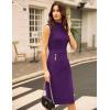 imageGRACE KARIN 2025 Womens Lightweight Mock Neck Business Work Dress Sleeveless Double Breasted Bodycon Midi DressDark Purple