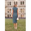 imageGRACE KARIN 2025 Womens Lightweight Mock Neck Business Work Dress Sleeveless Double Breasted Bodycon Midi DressGray Blue