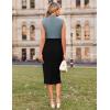 imageGRACE KARIN 2025 Womens Lightweight Mock Neck Business Work Dress Sleeveless Double Breasted Bodycon Midi DressGray Blueblack