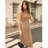 imageGRACE KARIN 2025 Womens Lightweight Mock Neck Business Work Dress Sleeveless Double Breasted Bodycon Midi DressLight Brown