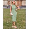 imageGRACE KARIN 2025 Womens Lightweight Mock Neck Business Work Dress Sleeveless Double Breasted Bodycon Midi DressLight Green