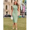 imageGRACE KARIN 2025 Womens Lightweight Mock Neck Business Work Dress Sleeveless Double Breasted Bodycon Midi DressLight Green