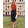 imageGRACE KARIN 2025 Womens Lightweight Mock Neck Business Work Dress Sleeveless Double Breasted Bodycon Midi DressOrangeblack