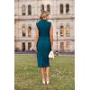imageGRACE KARIN 2025 Womens Lightweight Mock Neck Business Work Dress Sleeveless Double Breasted Bodycon Midi DressPeacock Blue
