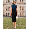 imageGRACE KARIN 2025 Womens Lightweight Mock Neck Business Work Dress Sleeveless Double Breasted Bodycon Midi DressPeacock Blueblack