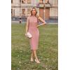 imageGRACE KARIN 2025 Womens Lightweight Mock Neck Business Work Dress Sleeveless Double Breasted Bodycon Midi DressPink