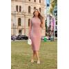 imageGRACE KARIN 2025 Womens Lightweight Mock Neck Business Work Dress Sleeveless Double Breasted Bodycon Midi DressPink