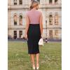 imageGRACE KARIN 2025 Womens Lightweight Mock Neck Business Work Dress Sleeveless Double Breasted Bodycon Midi DressPinkblack