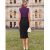imageGRACE KARIN 2025 Womens Lightweight Mock Neck Business Work Dress Sleeveless Double Breasted Bodycon Midi DressPurpleblack