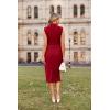 imageGRACE KARIN 2025 Womens Lightweight Mock Neck Business Work Dress Sleeveless Double Breasted Bodycon Midi DressRed