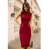 imageGRACE KARIN 2025 Womens Lightweight Mock Neck Business Work Dress Sleeveless Double Breasted Bodycon Midi DressRed