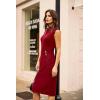 imageGRACE KARIN 2025 Womens Lightweight Mock Neck Business Work Dress Sleeveless Double Breasted Bodycon Midi DressRed