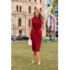 imageGRACE KARIN 2025 Womens Lightweight Mock Neck Business Work Dress Sleeveless Double Breasted Bodycon Midi DressRed