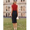 imageGRACE KARIN 2025 Womens Lightweight Mock Neck Business Work Dress Sleeveless Double Breasted Bodycon Midi DressRedblack
