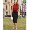 imageGRACE KARIN 2025 Womens Lightweight Mock Neck Business Work Dress Sleeveless Double Breasted Bodycon Midi DressRedblack