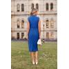 imageGRACE KARIN 2025 Womens Lightweight Mock Neck Business Work Dress Sleeveless Double Breasted Bodycon Midi DressRoyal Blue